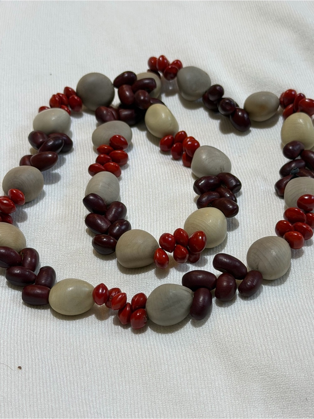 Handmade Red and Beige Beaded Necklace - Women Jewelry
